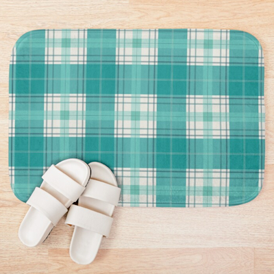redbubble plaid teal bath bat sharon turner scrummy