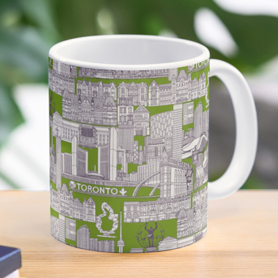 redbubble toronto toile mulberry olive green mug sharon turner scrummy