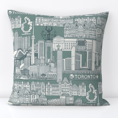Toronto toile apatite yukka large throw pillow cushion sharon turner scrummy spoonflower
