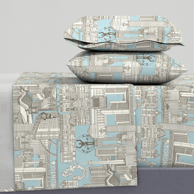 spoonflower toronto toile barkchip light blue large sheet set sharon turner scrummy