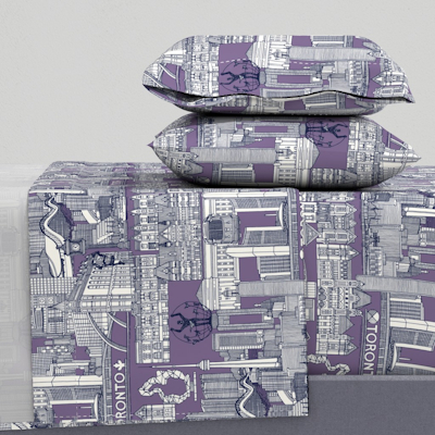 spoonflower toronto toile navy blue violet large sheet set sharon turner scrummy
