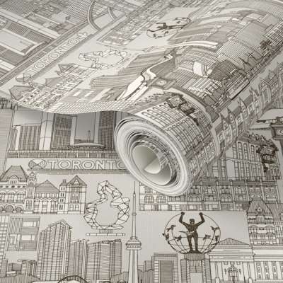 spoonflower toronto toile tea brown strong white wallpaper sharon turner scrummy