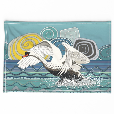 spoonflower muted swan teal towel sharon turner scrummy