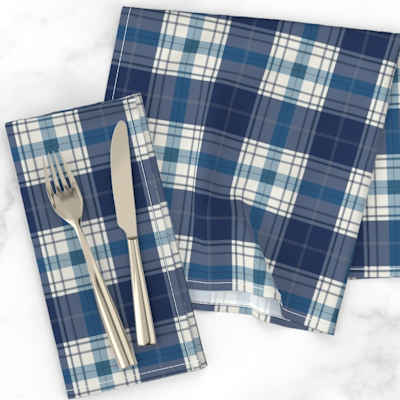 spoonflower plaid blue extra small dinner napkins sharon turner scrummy