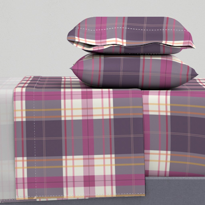 spoonflower plaid mana heather sheet set sharon turner scrummy