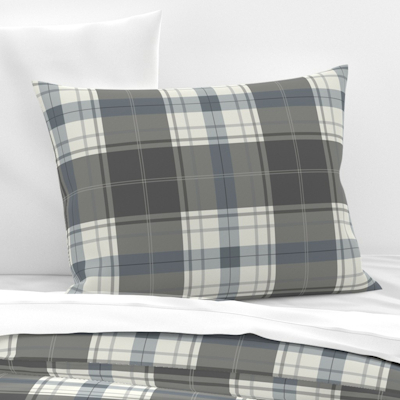 spoonflower plaid soft charcoal pillow sham sharon turner scrummy