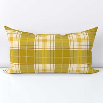 spoonflower plaid yellow small lumbar throw pillow sharon turner scrummy