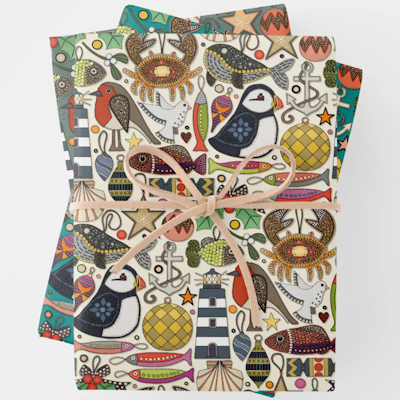 zazzle coastal christmas wrapping paper sharon turner scrummylicious