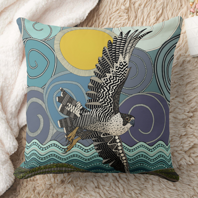 zazzle cornwall peregrine falcon throw pillow cushion sharon turner scrummylicious