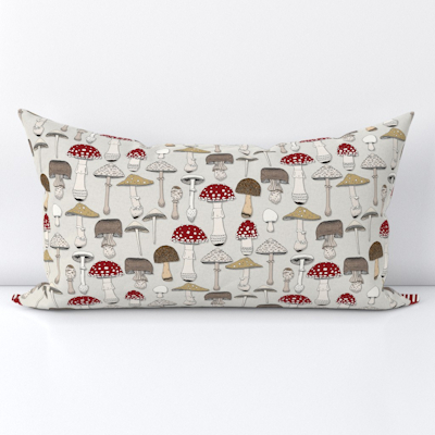 spoonflower mushrooms strong white lumbar throw pillow sharon turner scrummy