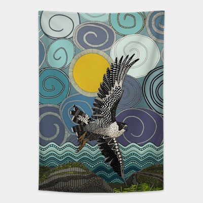 teepublic cornwall peregrine falcon wall tapestry sharon turner scrummy